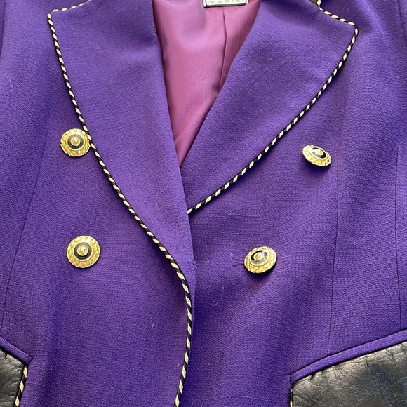 Bestini Paris vintage wool blazer with faux leather accents made in France - Picture 9 of 16